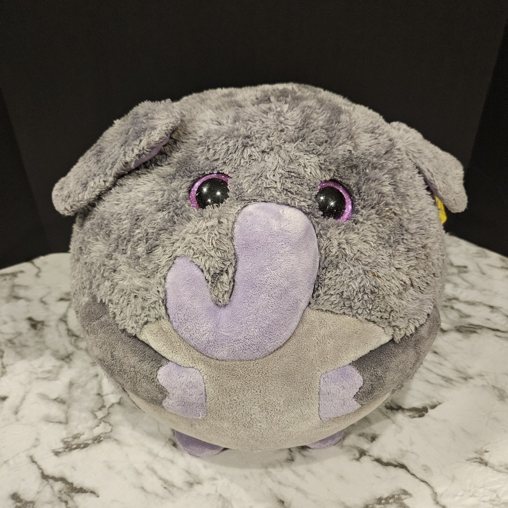 TY Beanie Ballz Thunder Elephant 12" Plush Gray Purple 2011 Round Stuffed Animal